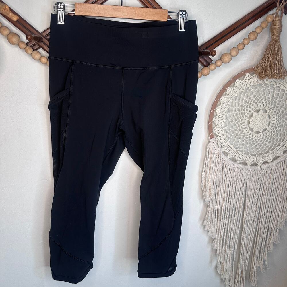 Lululemon Cropped Mesh Detail Black Leggings